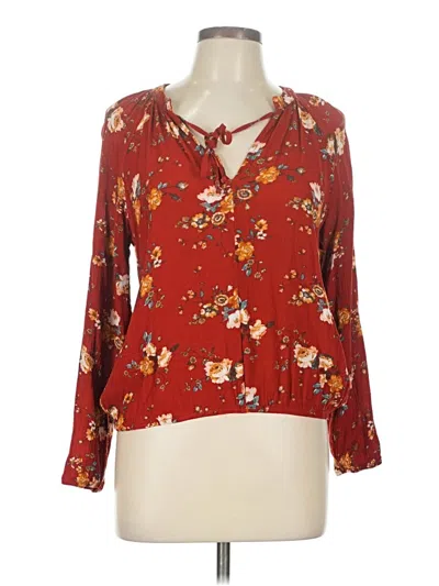 Pre-owned Mason & Belle 3/4 Sleeve Blouse In Burgundy