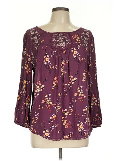 Pre-owned Mason & Belle 3/4 Sleeve Blouse In Burgundy