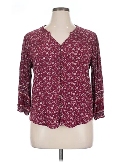 Pre-owned Mason & Belle 3/4 Sleeve Blouse In Burgundy