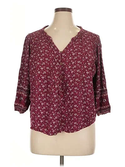 Pre-owned Mason & Belle 3/4 Sleeve Blouse In Burgundy