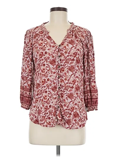 Pre-owned Mason & Belle 3/4 Sleeve Blouse In Burgundy