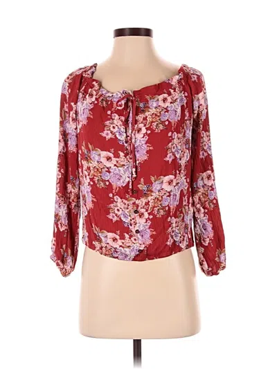 Pre-owned Mason & Belle 3/4 Sleeve Blouse In Burgundy
