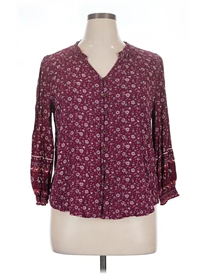 Pre-owned Mason & Belle 3/4 Sleeve Blouse In Burgundy