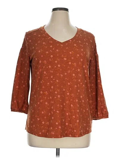 Pre-owned Mason & Belle 3/4 Sleeve Top Brown V-neck Tops