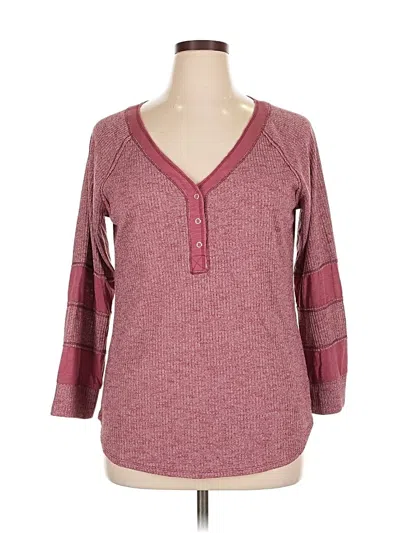 Pre-owned Mason & Belle Long Sleeve Henley Shirt In Burgundy