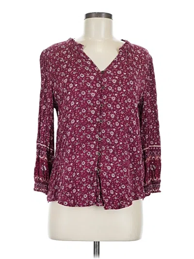 Pre-owned Mason & Belle Long Sleeve Henley Shirt In Burgundy
