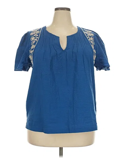Pre-owned Mason & Belle Short Sleeve Blouse In Blue