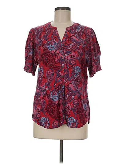 Pre-owned Mason & Belle Short Sleeve Blouse In Burgundy