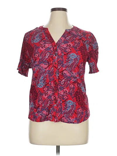 Pre-owned Mason & Belle Short Sleeve Blouse In Red