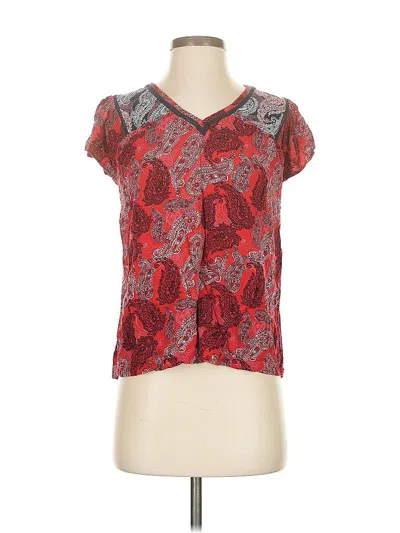 Pre-owned Mason & Belle Short Sleeve Blouse In Red