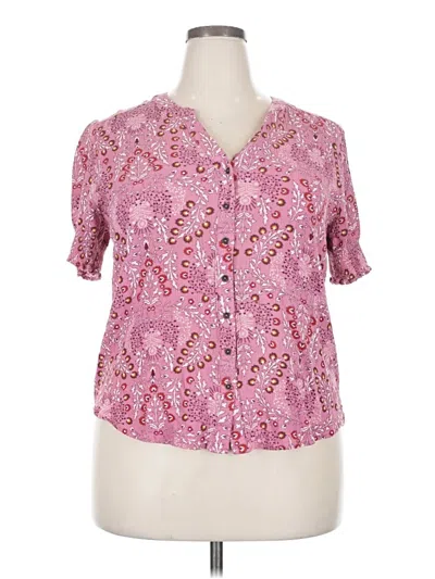 Pre-owned Mason & Belle Short Sleeve Henley Shirt In Pink