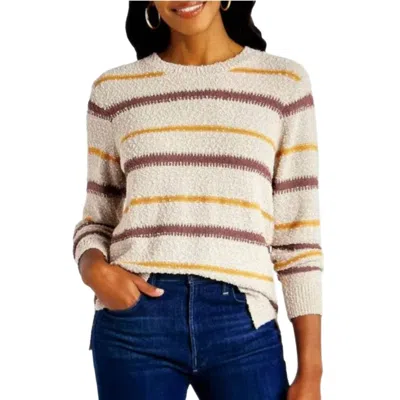Mason & Belle Textured Stripe Oversized Sweater In Beige