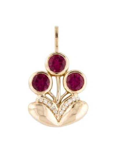 Pre-owned Mason And Books 14k Tourmaline & Diamond Bouquet Pendant, 1" In Multi