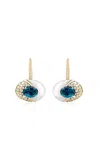 Mason And Books 14k Yellow Gold Blue Topaz And Mother-of-pearl Earrings In White