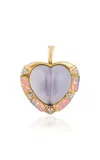 Mason And Books 14k Yellow Gold Chalcedony And Ethiopian Opal Heart Pendant In Blue