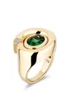 Mason And Books 14k Yellow Gold Diamond Ring In Green