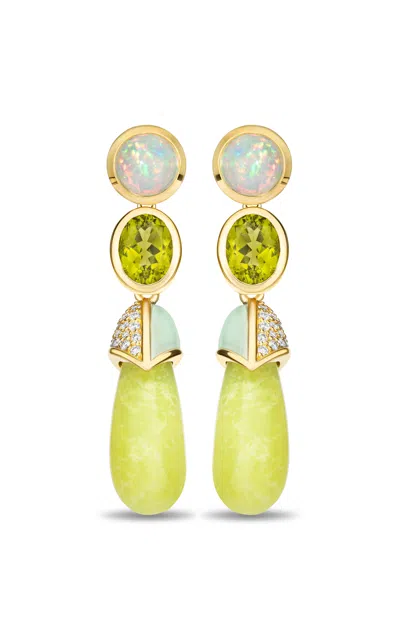 Mason And Books 14k Yellow Gold Drip Drop Convertible Earrings- Limelight In Green