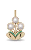 Mason And Books 14k Yellow Gold Med Bouquet Pendant Pearls & Emerlads