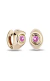 Mason And Books 14k Yellow Gold Nautilus Huggie Earrings With Pink Sapphires