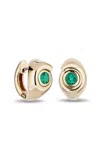 Mason And Books 14k Yellow Gold Nautilus Huggie Earringswith Emeralds