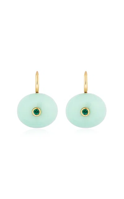 Mason And Books 14k Yellow Gold  Opal And Emerald Earrings In Blue