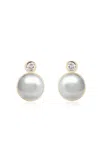 Mason And Books 14k Yellow Gold  Pearl And Diamond Earrings In Gray