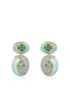 Mason And Books 14k Yellow Gold Prasiolite; Tourmaline And Mint Opal Earrings In Green