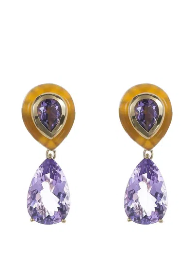 Mason And Books Adela Amethyst And Carnelian Earrings In Gold
