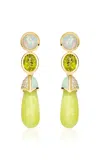 Mason And Books Drip Drop 14k Gold Peridot & Opal Earrings In Green