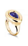 Mason And Books Fusion Set 14k Yellow Gold Tanzanite Ring In Blue