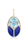 Mason And Books Large Love Bug 14k Gold Topaz; Lapis & Diamond Pendant In Blue