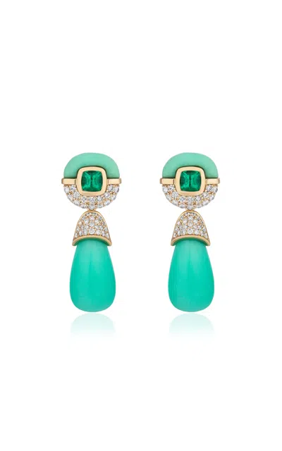 Mason And Books Mint And Sugar Drops One-of-a-kind 14k Yellow Gold Earrings In Green