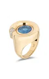 Mason And Books Nautilus 14k Yellow Gold Topaz Ring In Blue