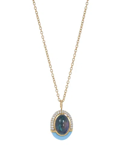 Mason And Books Opal Diamond Oval Necklace In Multi