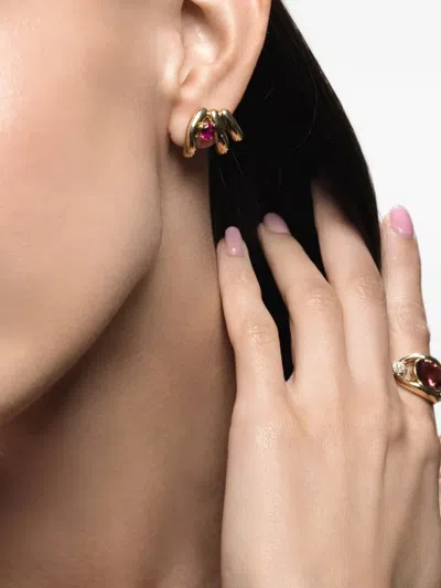 Mason And Books Rubellite Earrings In Gold