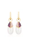 Mason And Books Scottie 14k Gold Pearl; Onyx & Diamond Earrings In Pink