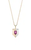 Mason And Books Sheild 14k Yellow And White Gold Rubalite Pendant In Pink
