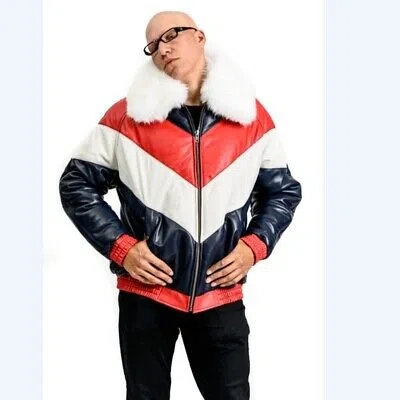 Pre-owned Mason & Cooper Sale  Lamb Leather Down Bomber With Fox Fur In Multicolor