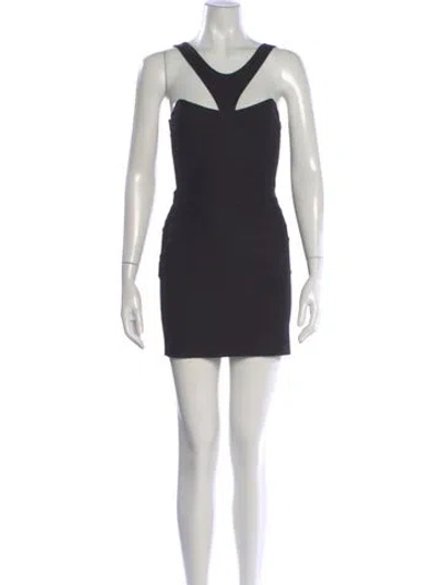 Pre-owned Mason Asymmetrical Mini Dress In Black
