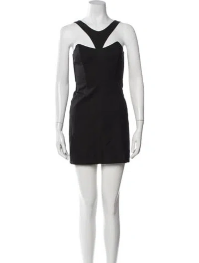 Pre-owned Mason Asymmetrical Mini Dress In Black