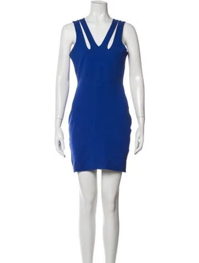 Pre-owned Mason Asymmetrical Mini Dress In Black/blue