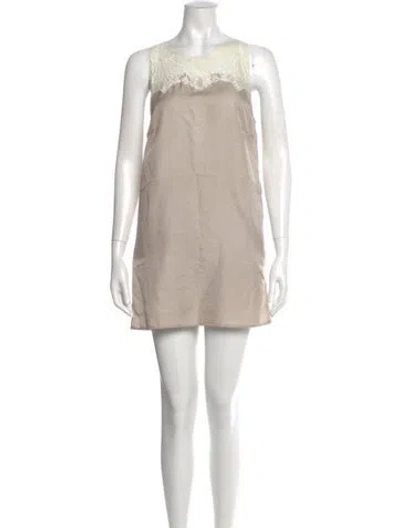 Pre-owned Mason Bateau Neckline Mini Dress In Gray