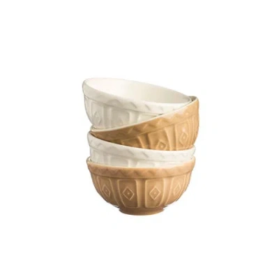 Mason Cash Cane Mini Prep Bowl Set, 4 Durable Stoneware Bowls For Kitchen Prep In Brown