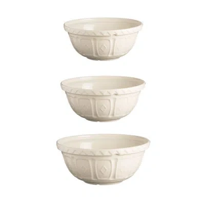 Mason Cash Color Mix 3 Piece Earthenware Mixing Bowl Set In Cream