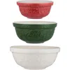 Mason Cash Deck The Halls 3 Piece Ceramic Mixing Bowl Set In Multi