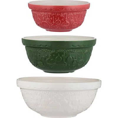 Mason Cash Deck The Halls 3 Piece Ceramic Mixing Bowl Set In Multi
