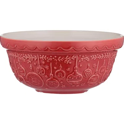 Mason Cash Deck The Halls Size 30 Red Mixing Bowl, 1.15 Quart