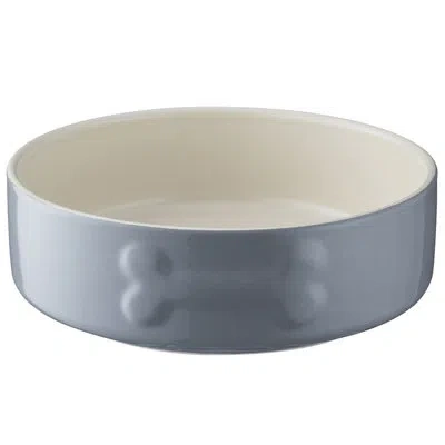 Mason Cash : Embossed Bone Dog Bowl - Cream - 5.9", 17oz - Durable Ceramic Food & Water Dish, Microwave & Dishw In Gray