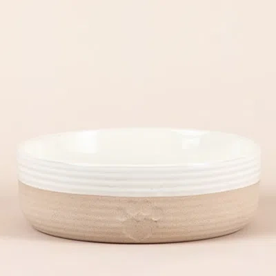 Mason Cash : Heart Paw Pet Bowl - 7", 32oz - Cream & Tan - Durable Ceramic Food-water Dish, Microwave-dishwashe In Multi