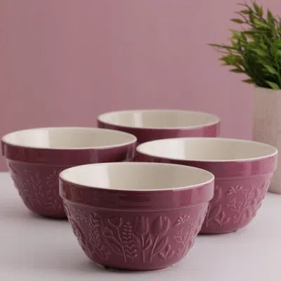 Mason Cash In The Meadow All Purpose Bowl - Set Of 4 In Yellow;purple